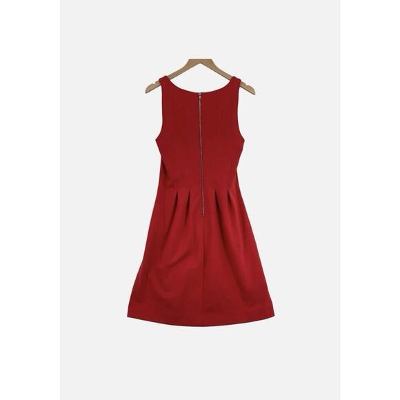 J. Crew Size 2 Red Fit & Flare Dress – Sleeveless Pleated Knee-Length - Picture 5 of 12